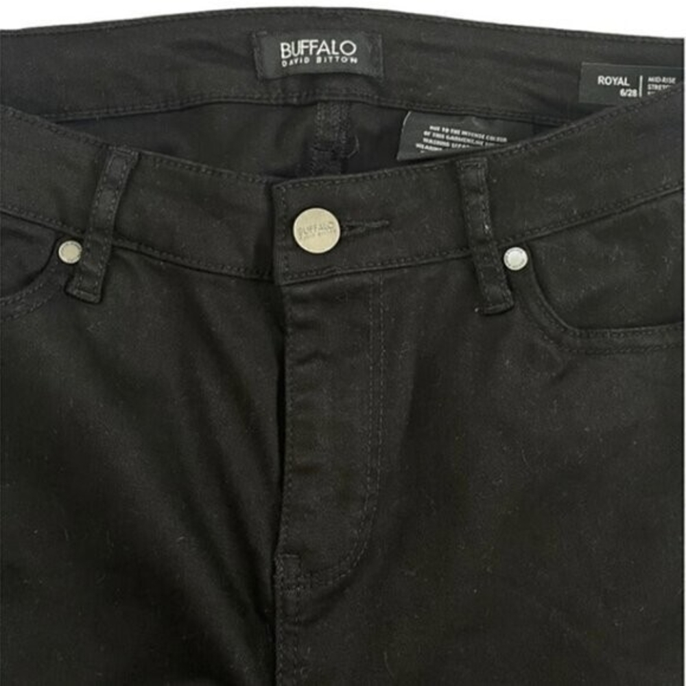 Buffalo David Bitton Black Cotton Blend Skinny Mid Rise Stretch Jeans 6/28 EXC - Picture 4 of 6